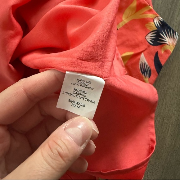 J. Crew Dutch Orange Floral Silk Twist Back Blouse - Picture 6 of 7